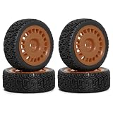 Gummireifenrad-Set, 68 x 26 mm, Sechskant-Nabe, 12 mm, RC-Ersatzteile für Tamiya TT01 XV02 Kyosho 1/10 Touring Rally RC Rennwagen (braun), 4 Stück