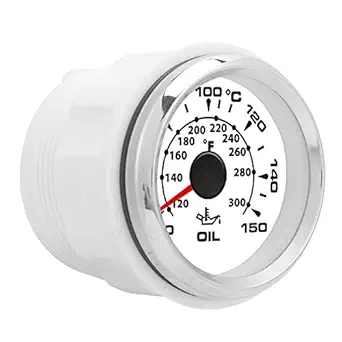 Wedinard Oil Temp Gauge, 316L Stainless Steel Bezel Oil Temperature Gauge Waterproof Low Power Consumption for Ships Construction Machinery for Vehicle Modification