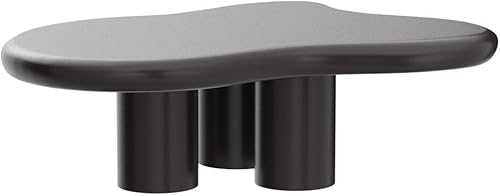 Miniatura 4 de Guyii Cloud - Mesa auxiliar negra para sala de estar, mesa de té irregular para interiores, mesa auxiliar moderna con 3 patas (negro, 41.02 pulgadas)