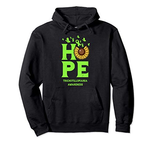 Trichotillomania Awareness Lime Green Ribbon Sunflower Hope Pullover Hoodie