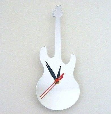 Electric Guitar Mirrored Clock - 30 x 14 cm