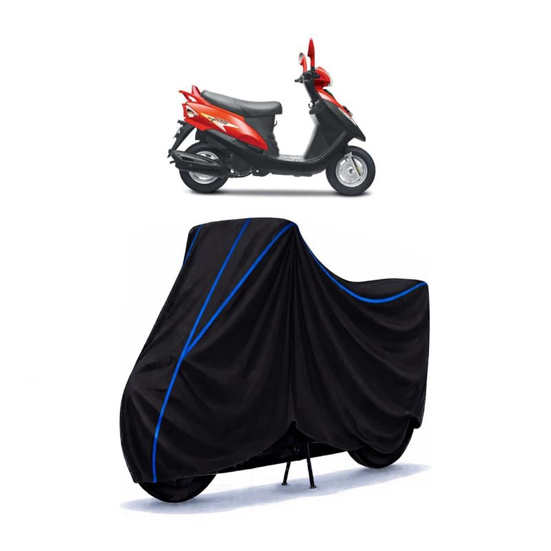 Image of Scooty Cover Water Resistant for Flyte | Universal Scooter & Bike Cover | Heavy Duty UV Protection | Dust, Rain & Scratch Protection | Elastic Fit All Weather Indoor Outdoor | Black with Blue Piping