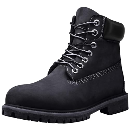 [SOARHOPE] メンズ イエローブーツ ショート ワークブーツ エンジニア ハイカットレースアップ 編み上げ 防水 Boots Leather for man 黒 26.0 cm