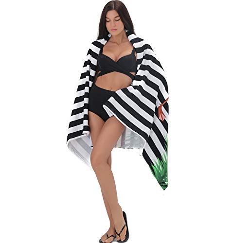 NovForth Oversized Beach Towel 41x73inch Extra Large Microfiber Striped Sand Free Pool and Swim Towels Quick Dry for Adults and Kids Super Absorbent