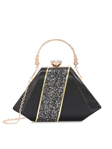 Image of TOOBA Handicraft Women's Beautiful Bling Box Clutch Bag | Evening Bag, Bridal Purse & Party Handbag | Wedding & Special Occasion Clutch (Mix Pyramid)