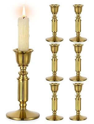 Set of 6 Vintage Brass Taper Candle Holders