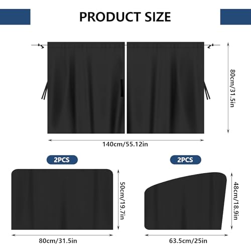 5 Stück Auto Fenster Sonnenschutz, 140 x 80CM Auto Sichtschutz Vorhänge, Abnehmbarer Auto Fenster Verdunkelung, Aktualisierte Kfz Trennvorhänge, Universeller Auto Vorhang, Camping Zubehör (5 Stück)