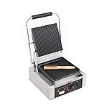 Potenza: 1.8 kW Ristoattrezzature - Piastra Panini Elettrica Singola - Rigata/Rigata - Griglia Professionale per Ristoranti e Bar - 31x37x21 cm - 1.8 kw