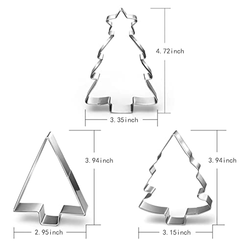 Christmas Tree Cookie Cutter Set-Size 4"4.7" -3-Pieces-Holiday Christmas Cookie Cutters Fondant Biscui Cutters #TOP3