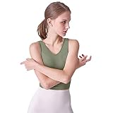 [Teddy] ヨガウェア レディース タンクトップ 吸汗 カップ付きトップス バッククロス 中厚手 yoga058 (カーキ, L)