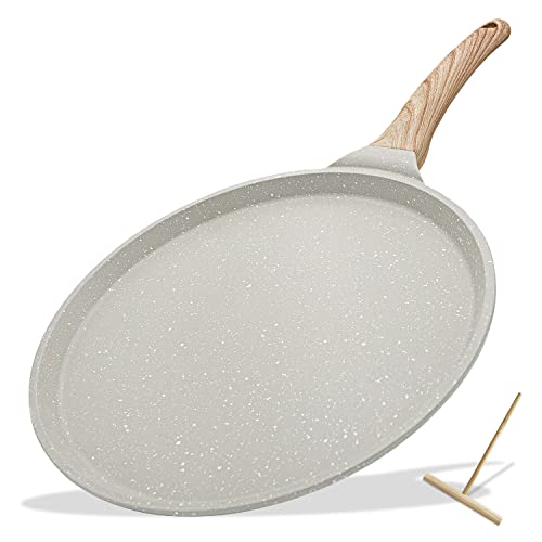 Bobikuke Nonstick Pan For Crepes ,10 Inch Crepe Pan For Roti Indian Omelette Tortillas Crispy Pancake,Dosa Tawa Tortilla Pan,Griddle Pancake Pan,100% Pfoa Free And Induction Compatible #TOP16