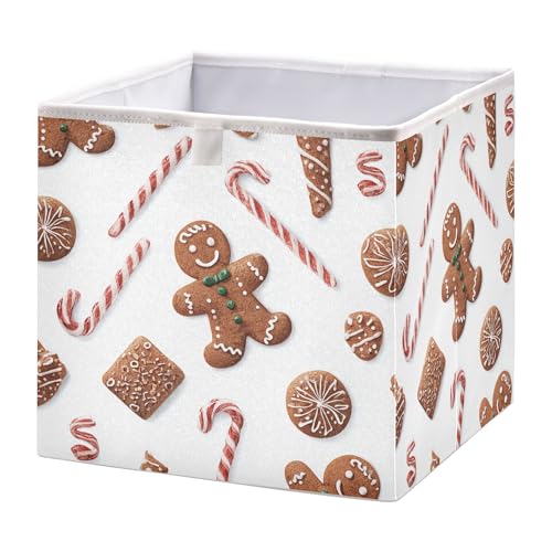 Ewusp Scatola portaoggetti a forma di omino di pan di zenzero, 28 x 28 cm, pieghevole, per armadio, cestino per giocattoli per cani, cestino per bambini, per cameretta dei bambini, camera da letto