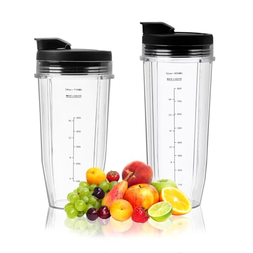 2 Pack Blender Cups Replacement for Ninja, 24oz & 32oz Blender Cups To-Go Lids,Compatible with BL450 BL456 BL480 BL490 BL640 BL680 BL2012 BL2013 BN401 BN751 BN801 BN800 SS101 SS151 SS351 SS401 by BlyeMichdi - Image 8