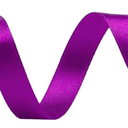 Image of Solid Color Double Faced Purple Satin Ribbon 5 /8 inch X 25 Yards, Ribbons Perfect for Crafts, Wedding Decor, Bow Making, Sewing, Gift Package Wrapping and More