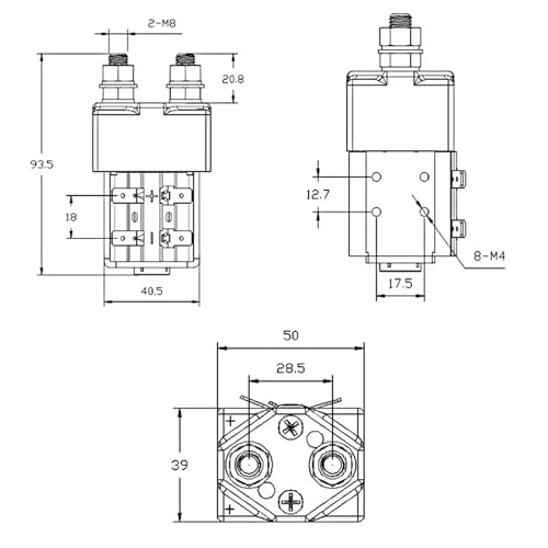 Contactor CC TSW-80 125A de contactos normalmente abiertos para control electrónico de 12V 3