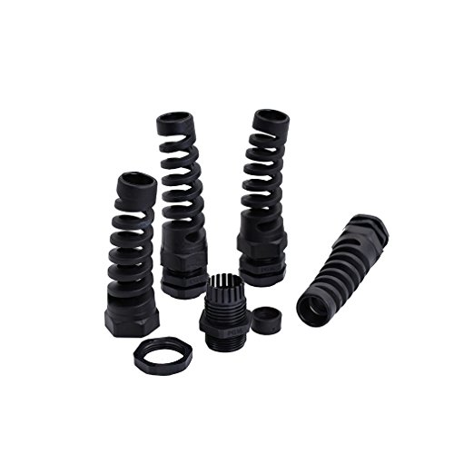 Tusrai 10Pcs Ip68 Waterproof M22 Pg16 Cable Gland Connector Flex Spiral Strain Relief Protector With Lock Nut Rubber Washer For 10-14Mm Wire Thread #TOP1