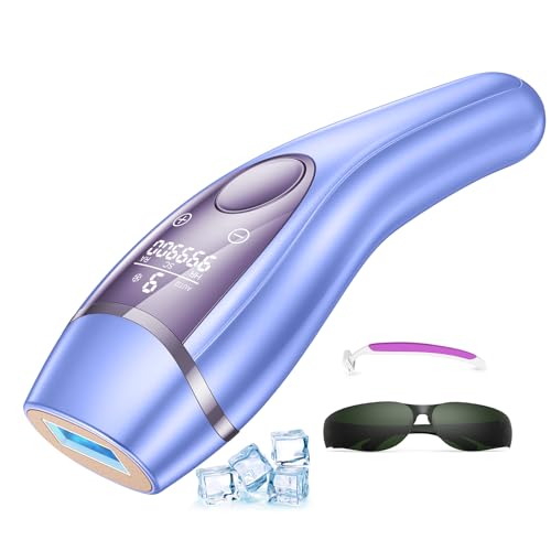 21J IPL Depiladora Laser Indolora con Función De Refrigeración, Depiladora Luz Pulsada 9 Niveles de Energía, Maquina Laser Depilacion Casa para Rostro, Bikini y Cuerpo, Azul