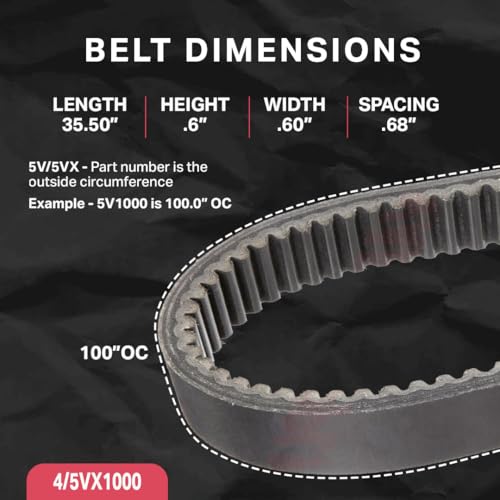Image of BESTORQ 4 /5VX1000 Rubber V-Belt, Banded /Cogged, Black, 100 inch Length x 2.72 inch Width x 0.61 inch Height