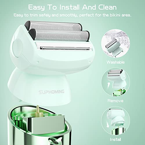 Women\'s Bikini Trimmers, SUPHOMING 3 in 1 Electric Razor with Body Groomer & Bikini Trimmer, Hair Removal Epilators Women\'s Shaving Grooming Sets for Face Chin Peach Puzz Lips Body Arms Legs(YH-3301)