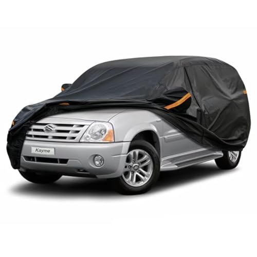 Kayme SUV Car Cover Fit for Suzuki XL-7 (2002-2009) Automobiles All Weather Waterproof, Outdoor Cover Sun Rain Protection, with Lock and Zipper Door.B