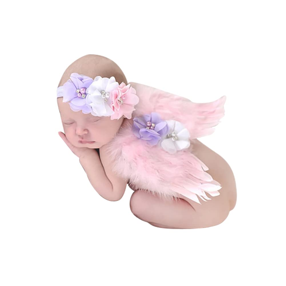 Uposao Newborn Baby Photography Props Baby Cute Angel Feather Wings Headband Photography Costume Photo Props for Baby Girl Boy Toddler