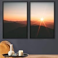 2 Piece Framed Canvas Wall Art Sunset in The Mountains Canvas Prints Home Artwork Decoration for Living Room,Bedroom - 16