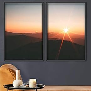 signwin 2 Piece Framed Canvas Wall Art Sunset...