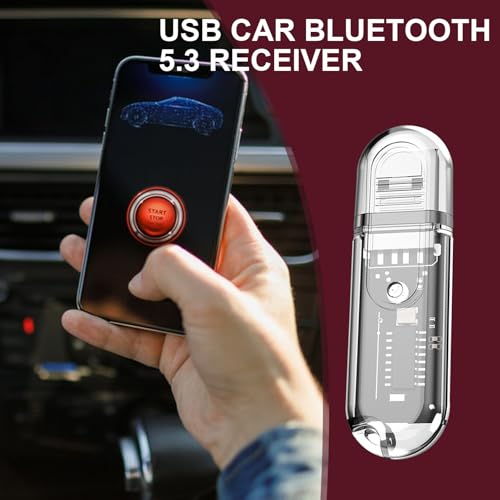 Sirseon Adaptador USB Inalámbrico, Adaptador USB Inalámbrico, Receptor Transmisor Portátil 5.3, Transmisores de Reproductor MP3, Receptores de Audio Automóviles multifuncionales Estables para Oficinas - imagen 3