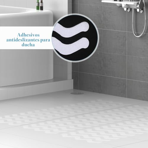 Miniatura 5 de Mynoozi 36 Pegatinas Antideslizantes Para Baño Y Ducha, Tira Antideslizante Ondulada Con Raspador, Calcomanías Antideslizantes Para Bañera Para Escaleras, Ducha, Superficies Resbaladizas, Sauna,