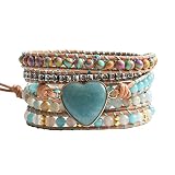 NUZUJX Healing Natural Heart Amazonite Gemstone Bracelet Meditation Energy Spiritual Protection Ment