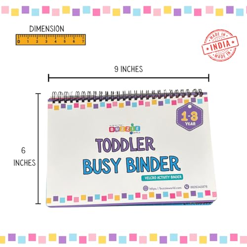 Image of Toddler Busy Binder | Toddler Busy Binder for 1-4 Years | Montessori Quiet Book for 1-4 Year Old | Travel-Friendly Educational Toy | Velcro Binder - Animals, Colors, Shapes, Vegetables