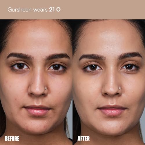 Image of FAE Beauty Face Card 4-in-1 Super Serum Skin Tint | Hydrates, Primes, Provides Coverage & Protects with SPF | Lightweight, Dewy Finish | 30 Shades for Indian Skin Tones | Shade - 21O - Cool Olive