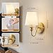 Battery Operated Wall Sconces set of Two,Wireless Wall Sconces with 10000mAh Dimmable Bulb and Remote,LED 15 Colors Rechargeable Gold Wall Sconce with Fabric for Bedroom Living Room Hallway Wall Decor