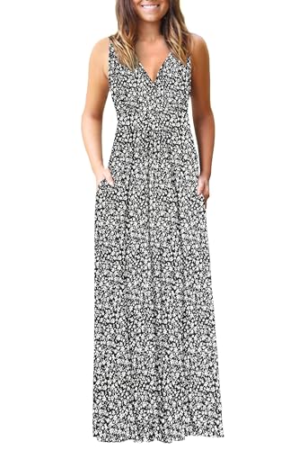 Image of AUSELILY Maxi Dresses for Women Summer Casual Sleeveless V Neck Wrap Dress | Sleeveless Long maxi dress with wrap V neck & side pockets, for formal cocktail, beach & casual daily wear