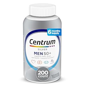 Centrum Silver Men’s 50+ Multivitamin with Vitamin D3, B-Vitamins, Zinc for Memory and Cognition – 200 Tablets