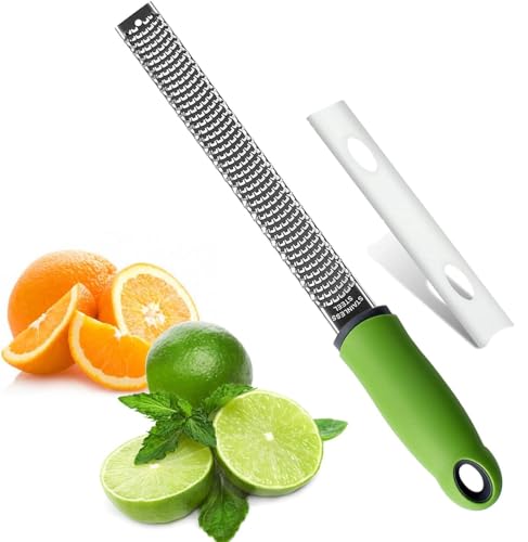 Image of Baskety Stainless Steel Zester Grater Handheld for Lemon, Cheese, Ginger, Garlic, Vegetables & Fruits - 1 Piece (Green)