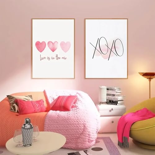 Affiches alphabet coeur aquarelle moderne pour chambre toile encadrée 70x90cm