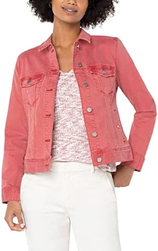 Liverpool Classic Denim Jacket in Stretch Slub Twill Rosebud LG