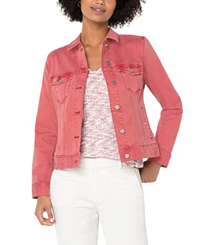 Liverpool Classic Denim Jacket In Stretch Slub Twill Rosebud Lg #TOP1