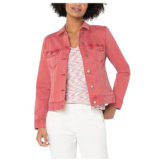 Liverpool Classic Denim Jacket in Stretch Slub Twill Rosebud LG