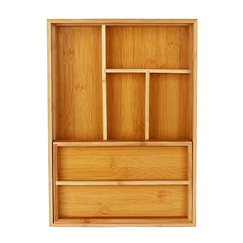 Hazweou Bamboo Silverware Organizer - Kitchen Drawer Organizer And Utensil Organizer - Cutlery – Flatware - Hardware Organizer, With Small Slidable Organizer(Natural) #TOP6