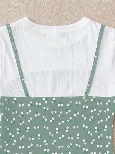 SOLY HUX Girl's Ditsy Floral Print Dress Short Sleeve Bodycon Pencil Short Dresses3