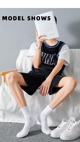 FityFresh 3/6 pack pair Unisex Women's Men's Solid Crew Cushion White/Black Socks 6-124