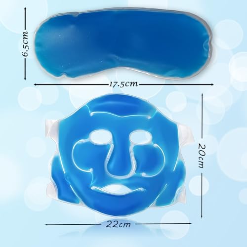 Image of Aqua Ice Face & Eye Cooling Gel Pad and Aloe Vera Gel Mask Ice Pack for Face and Eye Patches Remove Dark Circles, Fatigue Cool Eyes Patch Pads Eye Care | Facial Skin Refresh Face Mask for Hot & Cold Therapy (Blue Face Mask, Blue Eye Cooling Pad)
