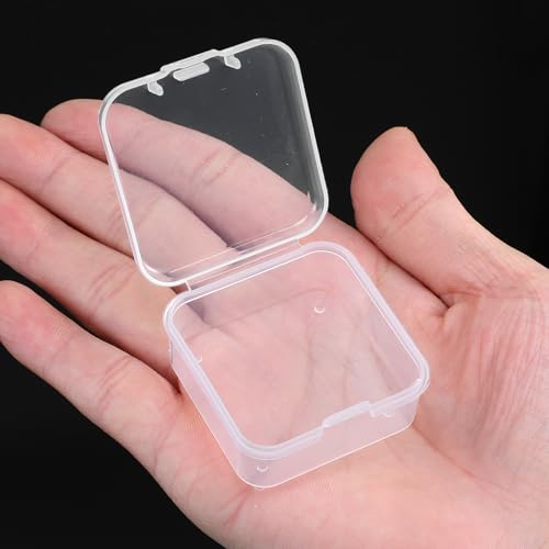 Image of Qianyu 31 Pcs Small Bead Storage Containers Mini Clear Plastic Rectangle Transparent Organizer Box Cases with Hinged Lids for Organizing Craft Tiny Items and Jewelry Making Supplies