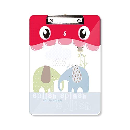 Porte-bloc A4 rigide Splash Elephant bleu vert imprimé pour bureau