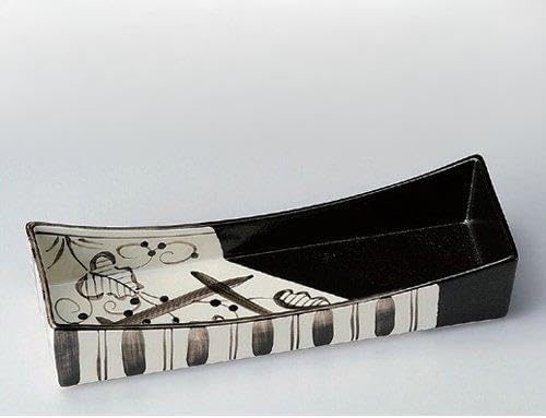 Set of 10 Protruding Plates, Black Olivety Appetizer Plates, 10.2 x 3.2 x 2.2 inches (26 x 8.2 x 5.5 cm), Restaurants, Inn, Japanese Tableware, Restaurant, Commercial Use