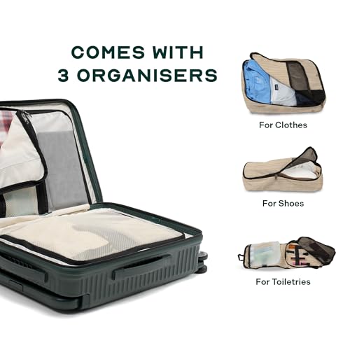 Image of Assembly Medium Check-in Suitcase with 8 Spinner Wheels & Ultra Wide Trolley, Durable Polycarbonate Hard Shell Trolley Bag for Vacations & Business Travel, Green, 24-Inch