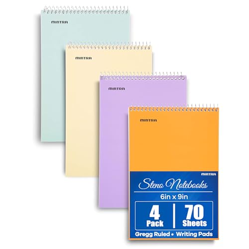 Libros Steno Mintra Office bloc de notas con espiral superior para taquigrafía y apuntes rápidos