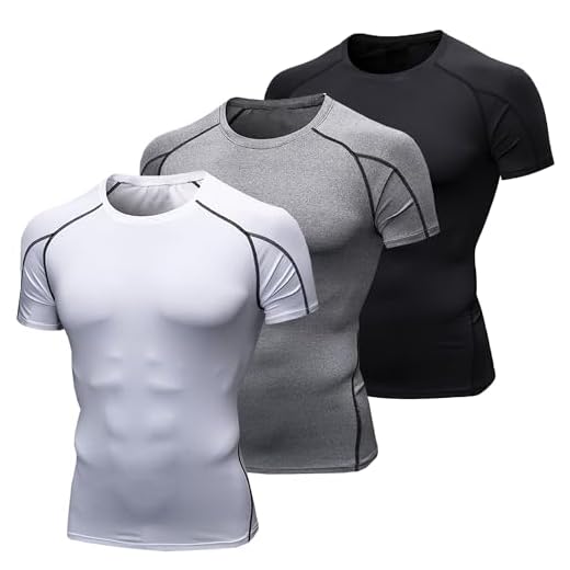 3 Pack Mens T-Shirts Quick Dry Shorts Sleeve Gym Tops for Men Compression Base Layers Tops Crew Neck Running Shirts Athletic Football Shirts for Sports Fitness Workout Cycling,Training,